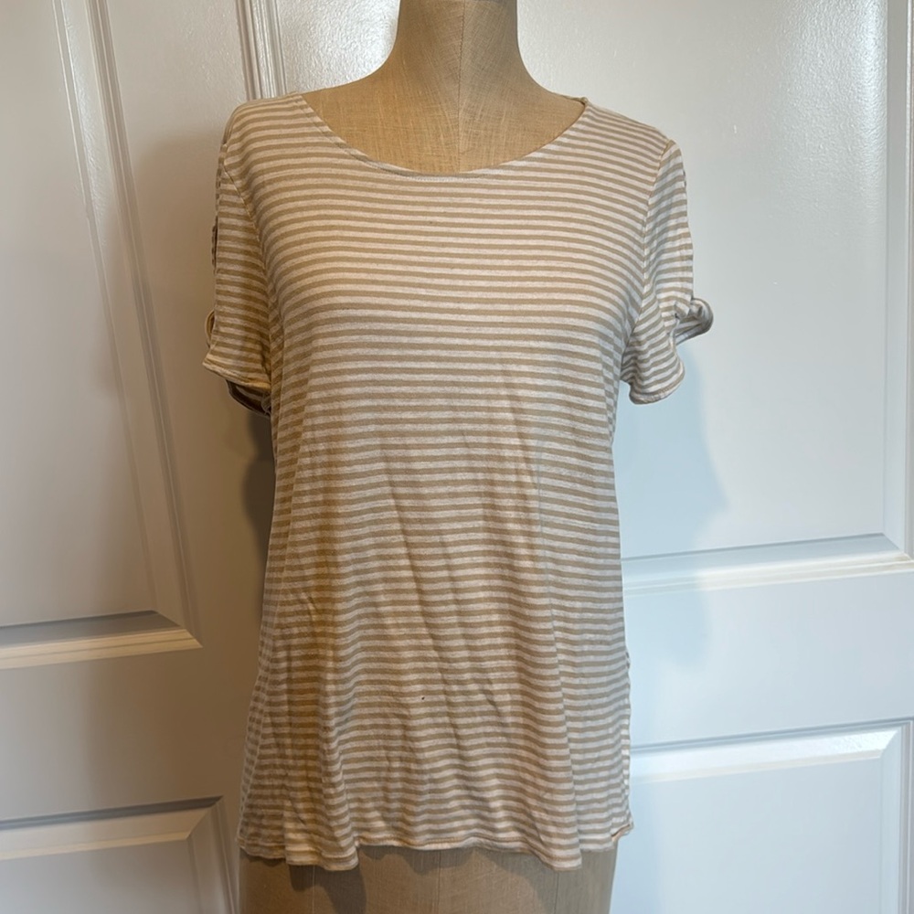 J. Jill Love Linen Top | Cream & White Striped Tee